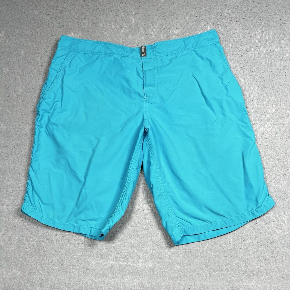 Vilebrequin Swim Trunks Mens Size Large Blue Mesh Lined Flat Belt Beach Preppy